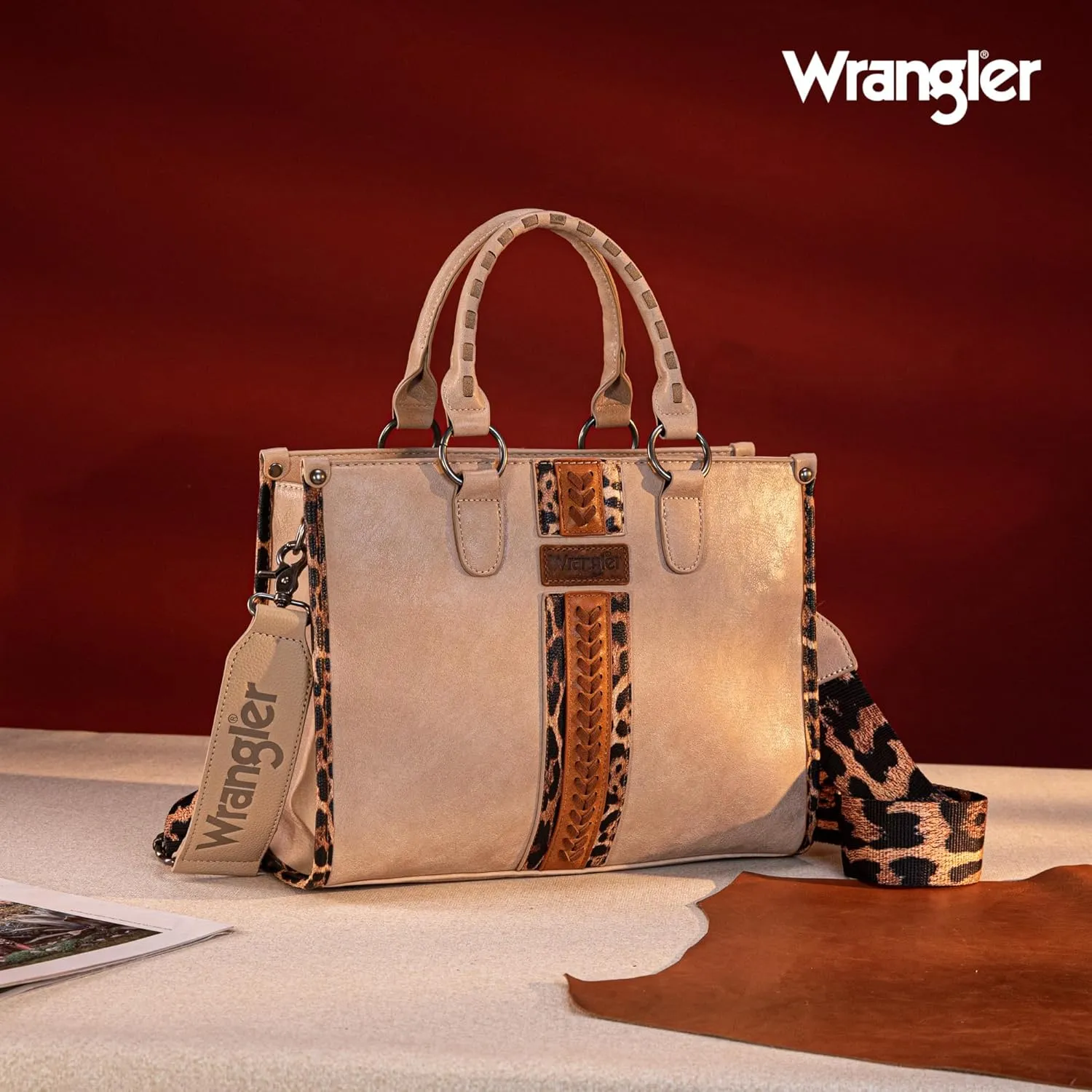 Wrangler Women's Leopard Print Woven Shoulder Purse