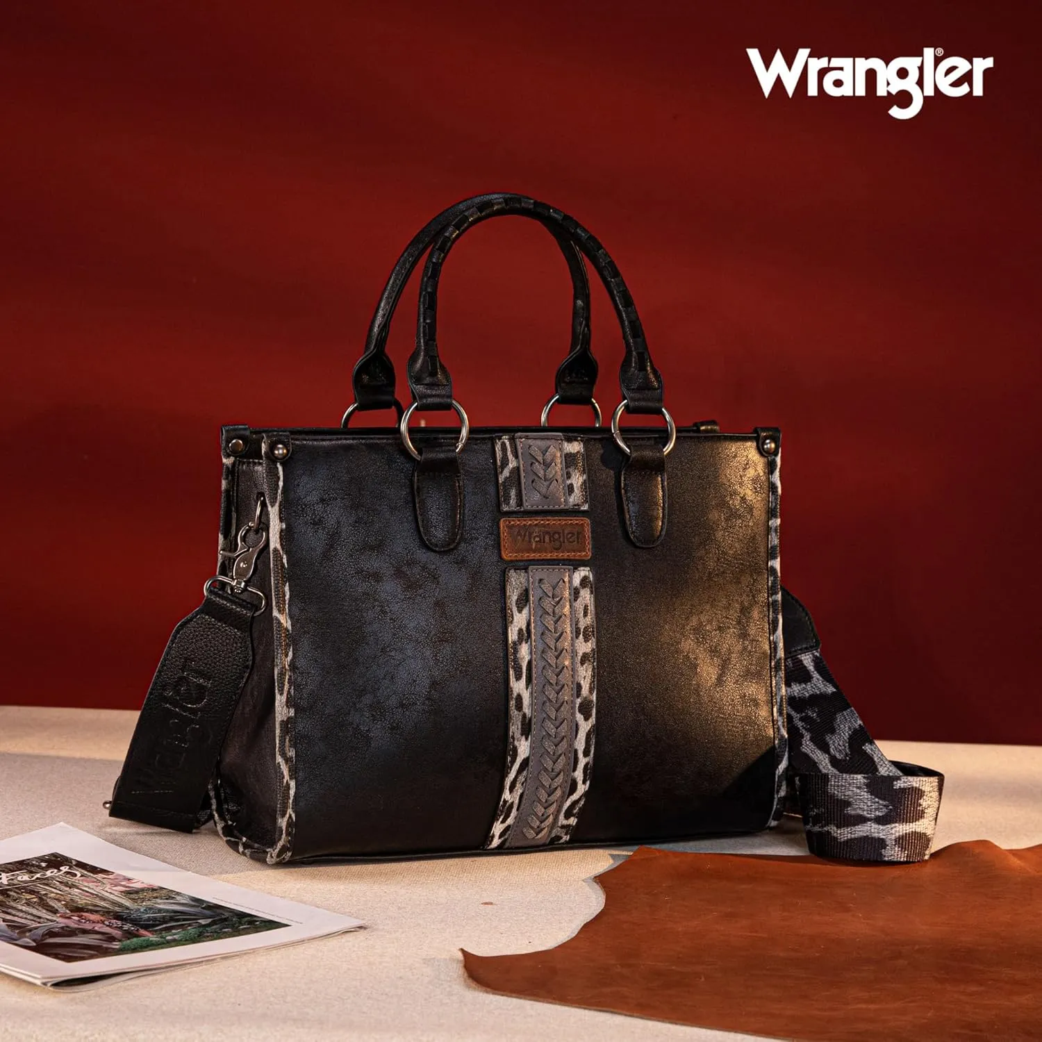 Wrangler Women's Leopard Print Woven Shoulder Purse