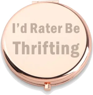 WUSUANED Thrifting Queen Makeup Mirror I'd Rather Be Thrifting Mirror Thrifter Gift Thrift Lover Gift (Thrifting Queen Mirror)
