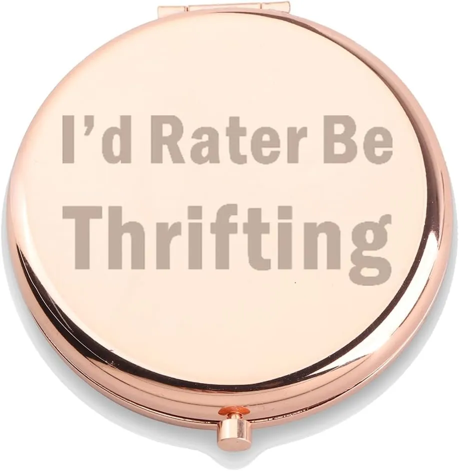 WUSUANED Thrifting Queen Makeup Mirror I'd Rather Be Thrifting Mirror Thrifter Gift Thrift Lover Gift (Thrifting Queen Mirror)