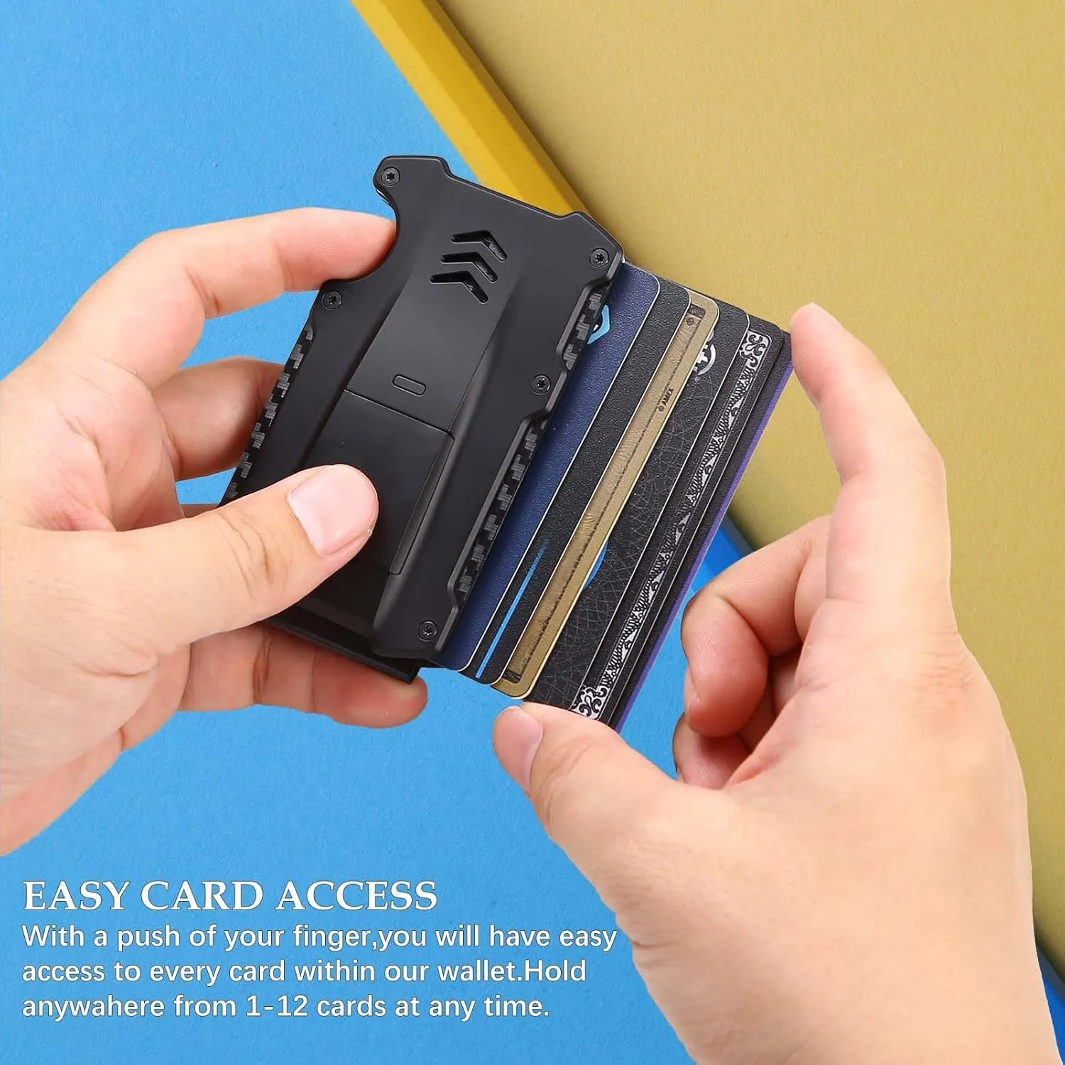 WXM Wallet for Men for Apple Find My Tracker Credit Slim Front Pocket Real Carbon Fiber RFID Blocking Minimalist Wallet Best Mens Gift Black