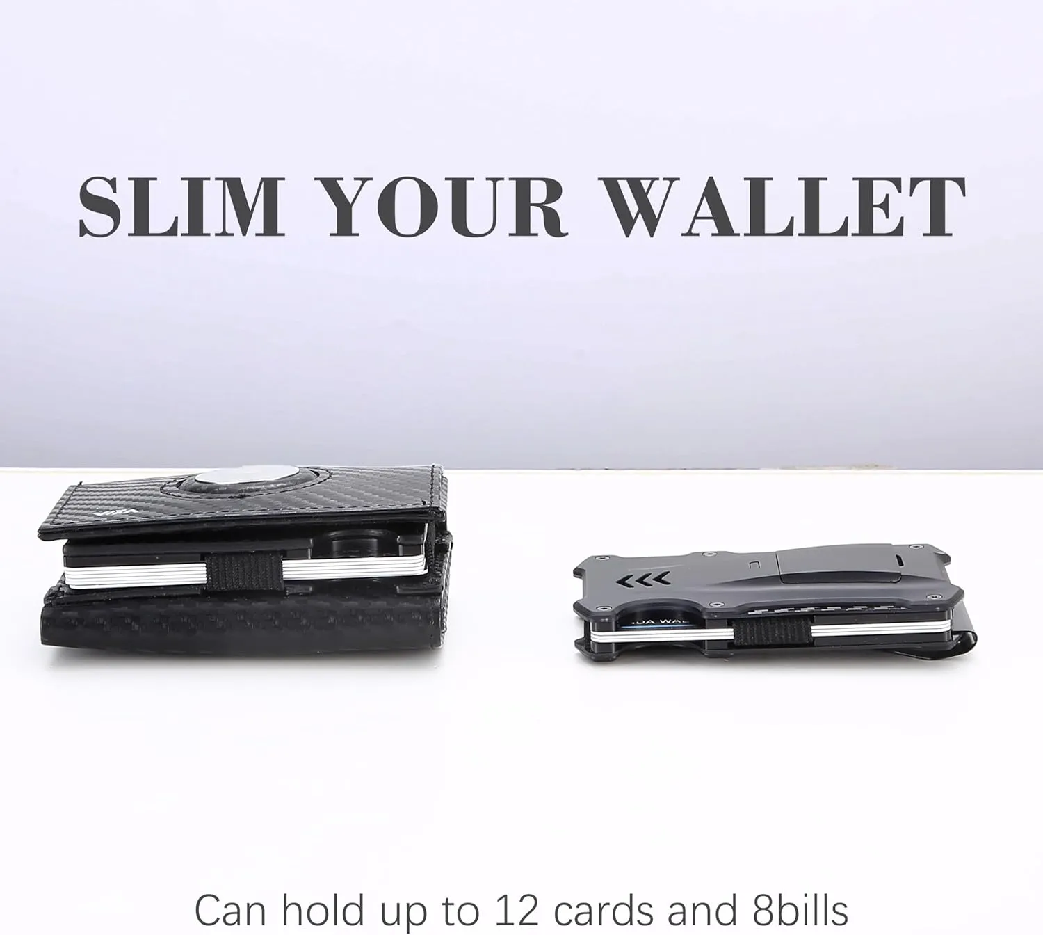 WXM Wallet for Men for Apple Find My Tracker Credit Slim Front Pocket Real Carbon Fiber RFID Blocking Minimalist Wallet Best Mens Gift Black