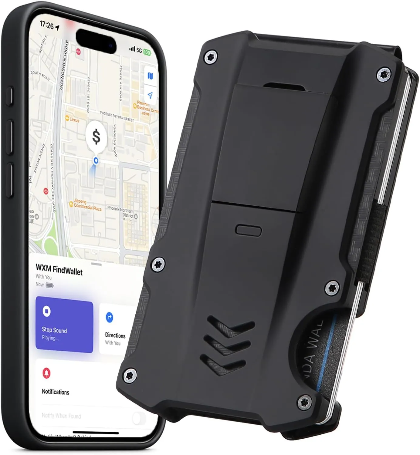 WXM Wallet for Men for Apple Find My Tracker Credit Slim Front Pocket Real Carbon Fiber RFID Blocking Minimalist Wallet Best Mens Gift Black