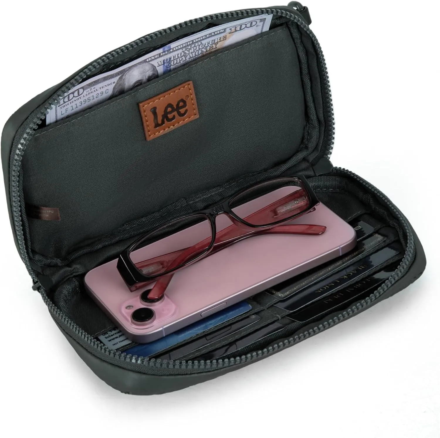 x Lee Dual Wristlet Wallets for Women, Puffer Crossbody Wallets Purse with Phone Pocket & Zipper Closure
