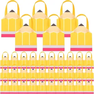 Xuniea 36pcs Pencil Shaped Non Woven Gift Handbags Party Favor Bags Goody Candy Handbags Reusable Teacher Gift Handle Mini Candy Bags Bulk Party Supplies Decor