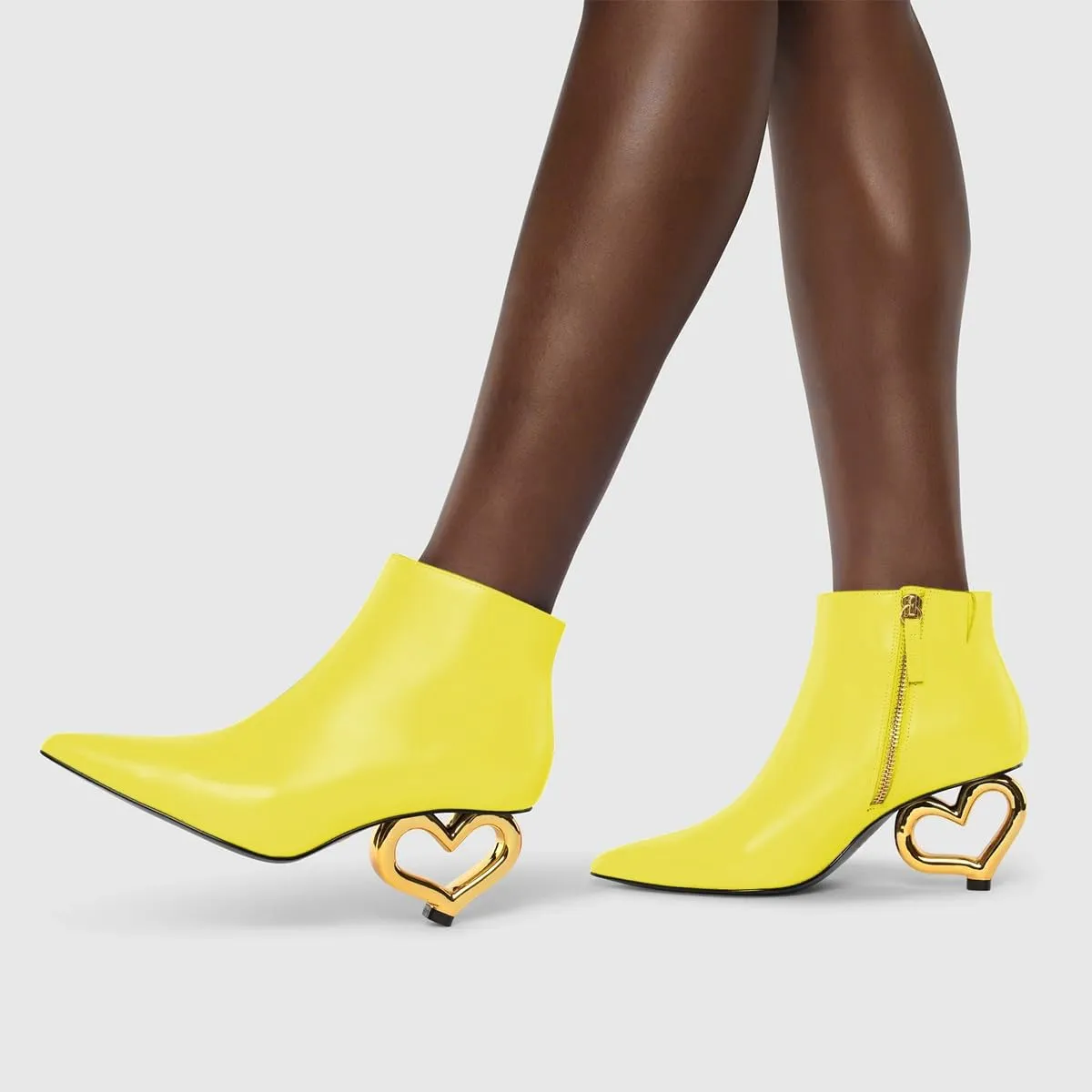 XYD Women Ankle Boots Cute Heart Heel Closed Pointed Toe Side Zipper Fashion Short Booties Event Party Casual Shoes