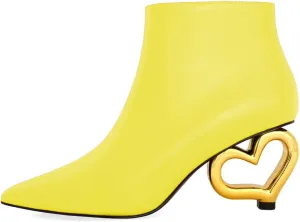 XYD Women Ankle Boots Cute Heart Heel Closed Pointed Toe Side Zipper Fashion Short Booties Event Party Casual Shoes