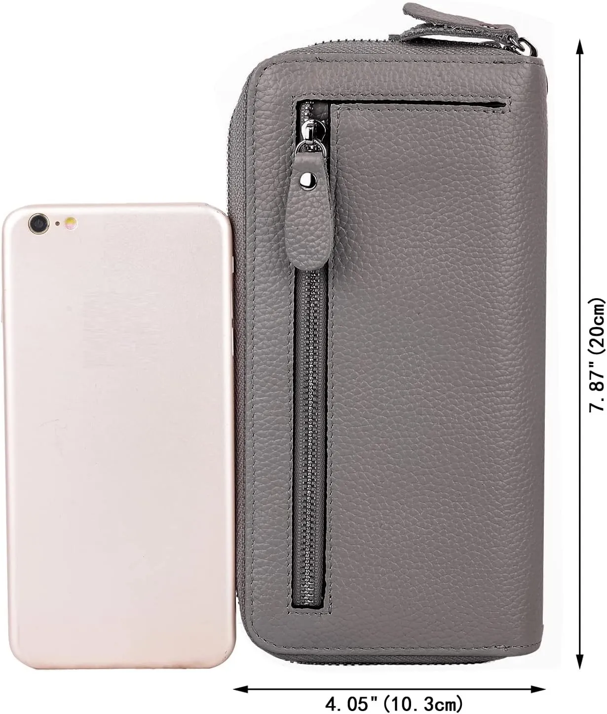 YALUXE Real Leather Zip Around Wallet RFID Blocking Wristlet Handbag Purse Clutch with Double Zipper Pockets