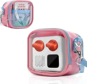 Yoto Mini Transparent Carrying Case - Portable Audio Music Player Storage Bag with Hand & Adjustable Shoulder Straps, Pink