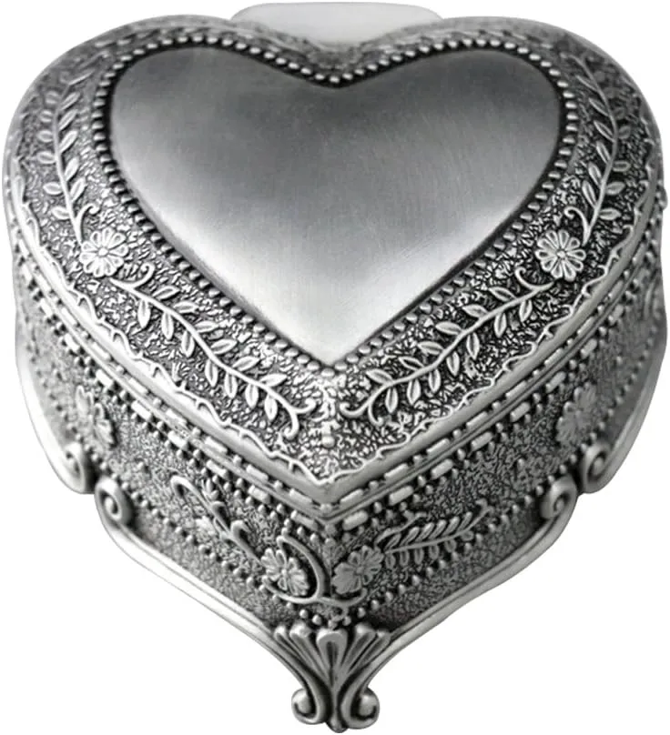 Youtang Heart-Shaped Emboss Alloy 18-Note Wind-up Musical Box Music Box,Musical Toys,Tune:Happy Birthday