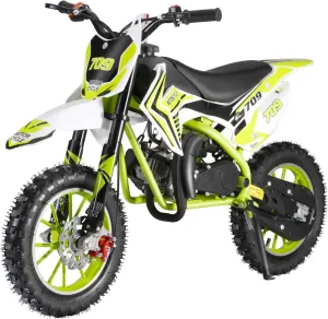 YOXIER 50cc Kids Dirt Bike, 2-Stroke Dirt Bike for Kids, Gas Power Pocket Rocket Bike, Off Road Mini Motorcycle Max Load 330Lbs, Gas Dirt Bike, Pocket Motorbike with Front Rear Disc Brakes Green