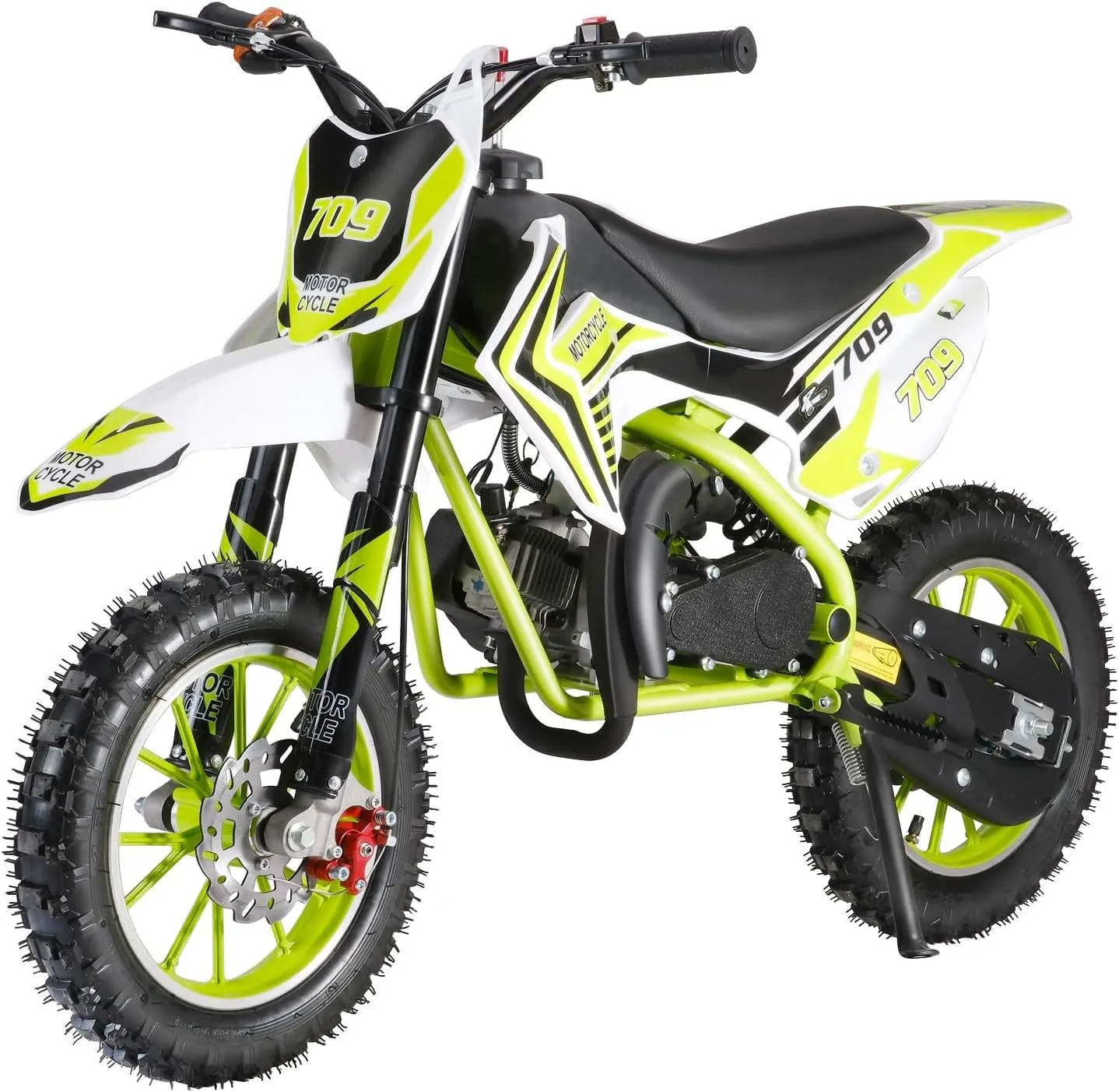 YOXIER 50cc Kids Dirt Bike, 2-Stroke Dirt Bike for Kids, Gas Power Pocket Rocket Bike, Off Road Mini Motorcycle Max Load 330Lbs, Gas Dirt Bike, Pocket Motorbike with Front Rear Disc Brakes Green