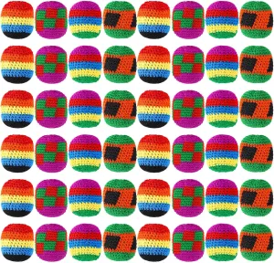 Yunsailing Knit Sack Balls for Kids Knitted Kickball Soft Juggling Balls Multicolored Crochet Geometric Pattern Foot Bag Kick Sack for Kids Boys and Girls, Random Color