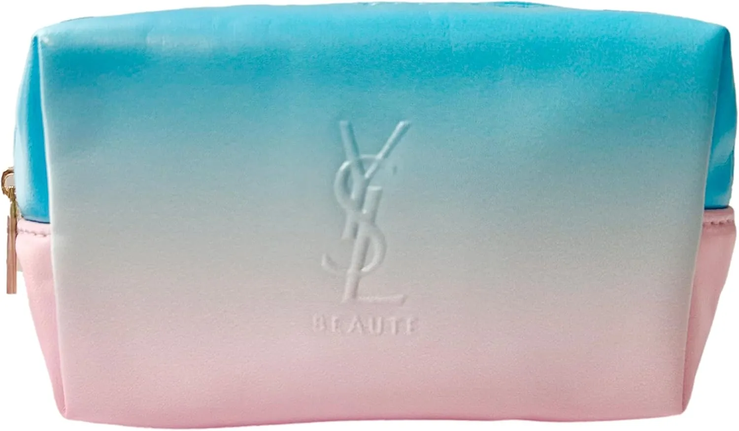 Yves Saint Laurent YSL Cosmetic BLUE PINK OMBRE Pouch Makeup Bag YSL Fragrance Bag (MINI/SMALL 5L X 3H X 1.75W) - 0152