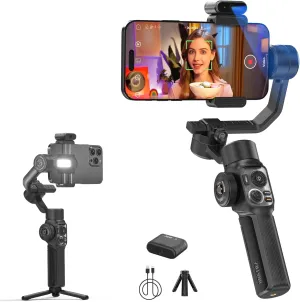 ZHIYUN Smooth 5S AI Combo 3-Axis Gimbal Stabilizer for iPhone 15 Pro Max & Android Smartphone Gimbal with AI Tracker, Built-in Fill Light, Tripod, Phone Stabilizer for Video Recording Vlog Filming
