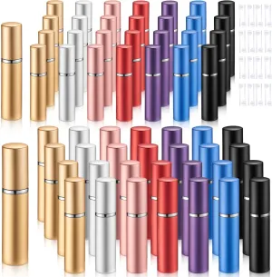 Zonon 56 Pieces Refillable Perfume Atomizer Mini Refillable Spray Perfume Bottle Portable with 56 Pieces Refill Pump Dispenser Pump Transfer Tool for Outgoing (5ml and 10ml)